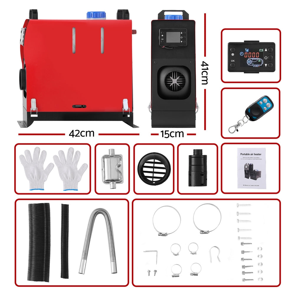 12V 5KW Diesel Heater with Remote Control LCD Display 8L Fuel Tank Quick Heat