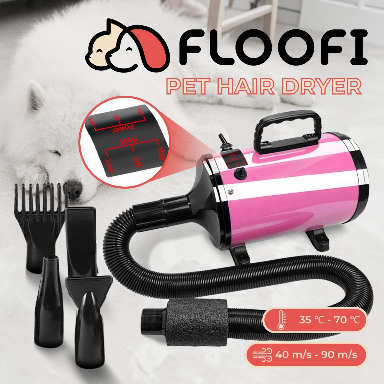 Floofi Pet Hair Dryer Basic (Pink) FI-PHD-102-DY