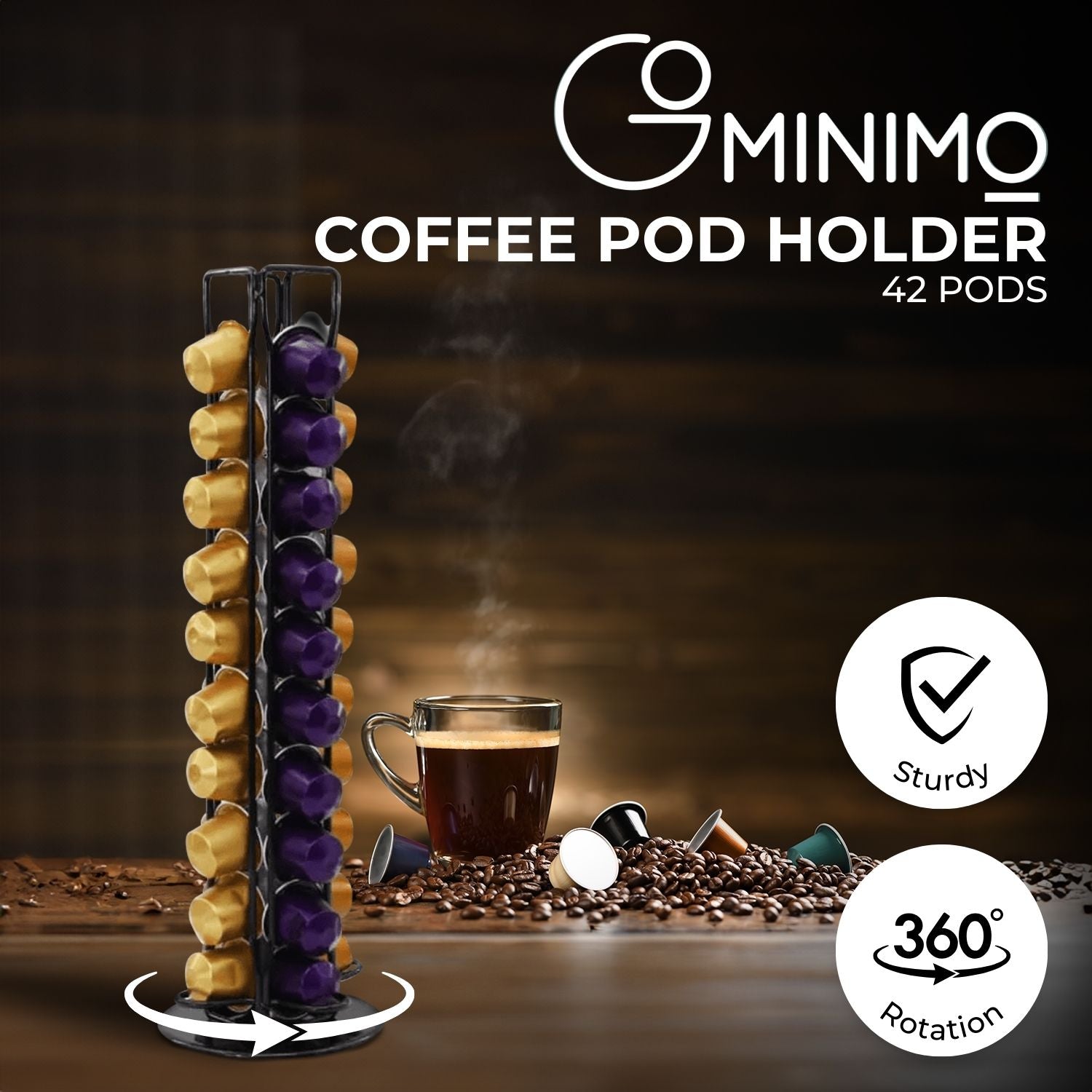 GOMINIMO Coffee Pod Holder (Stores 42 Pods) (Black) GO-CPH-101-YY