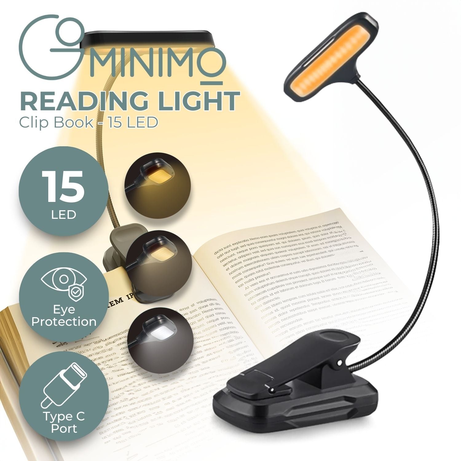 GOMINIMO LED Clip Book Light 15 LED