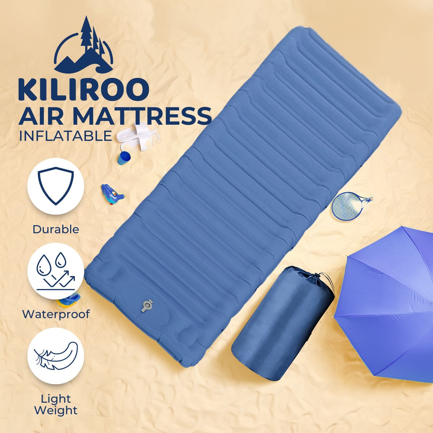 KILIROO Inflatable Camping Sleeping Pad (Blue) KR-ISP-101-HZ