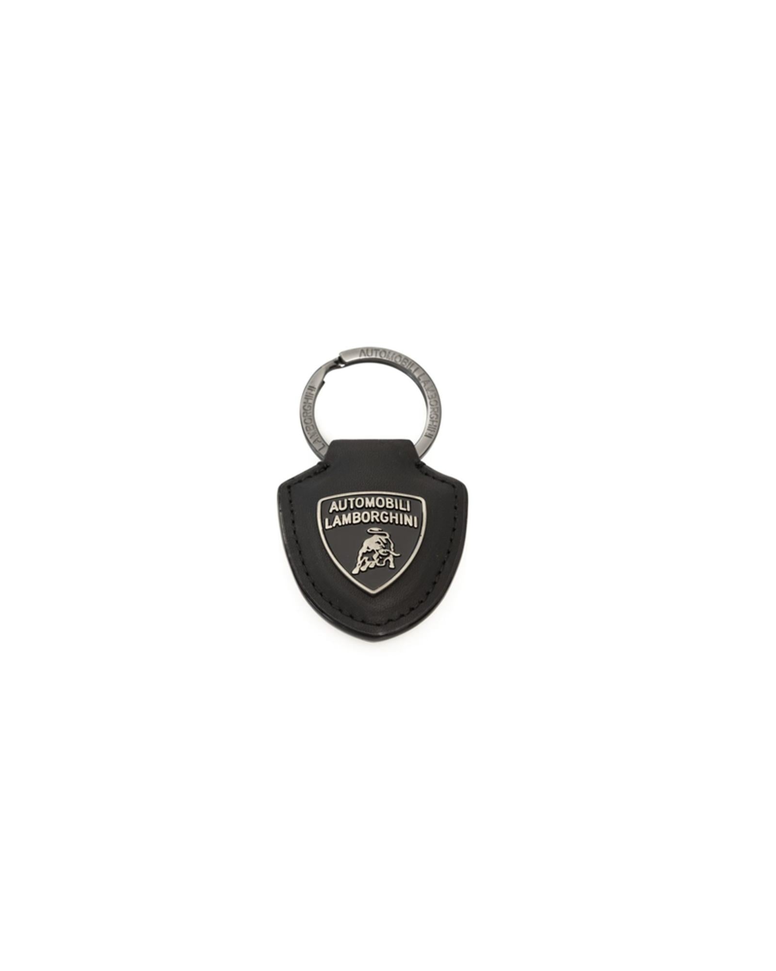 Black Lacquered Shield Logo Keyring One Size Men