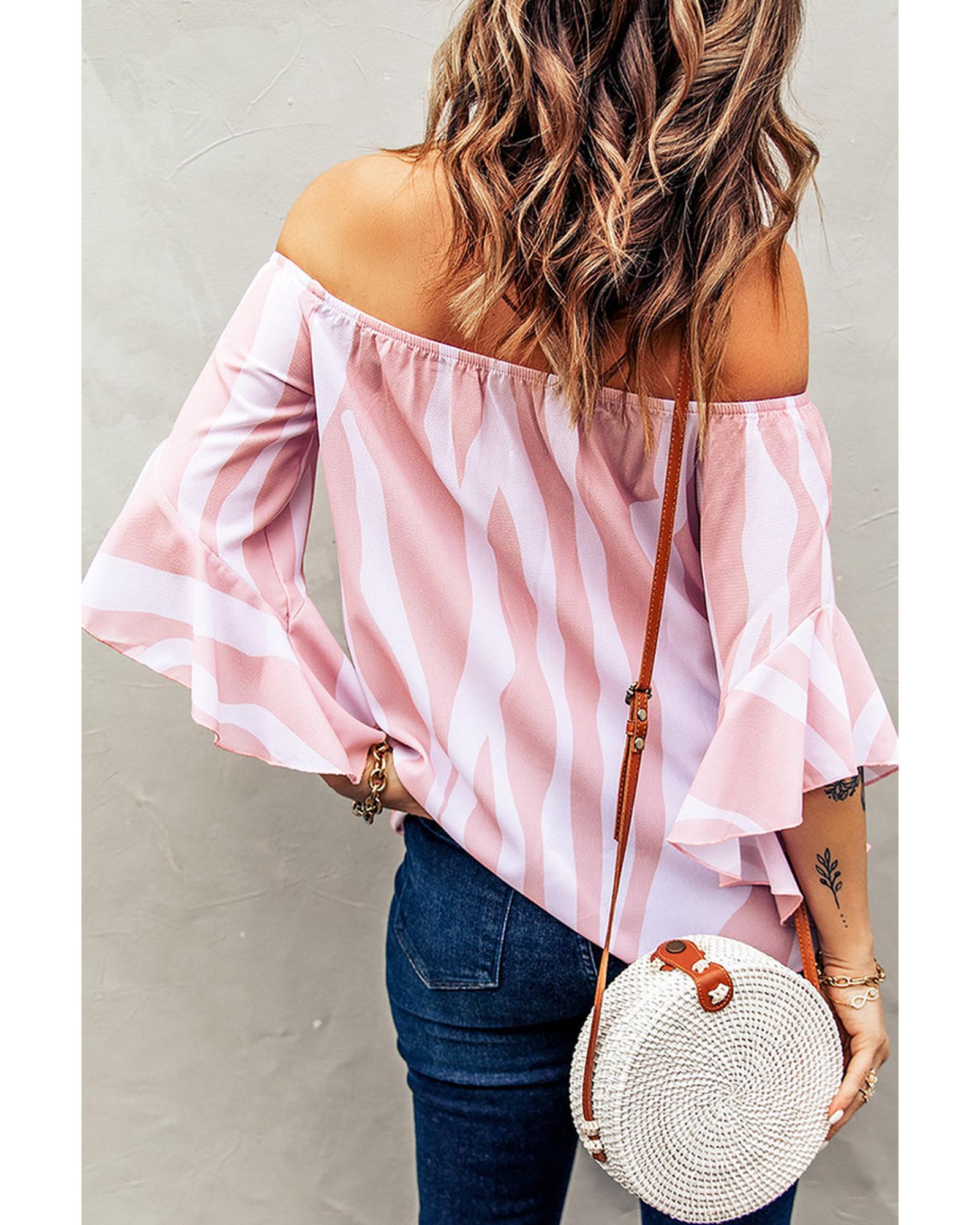 Azura Exchange Vertical Stripes Off The Shoulder Blouse - L