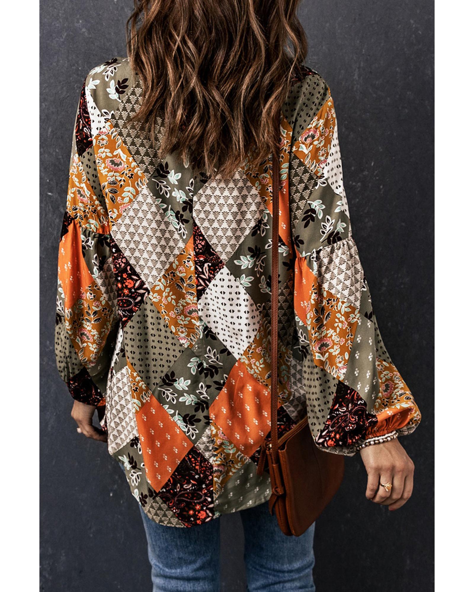 Azura Exchange Mixed Print Blouse - M