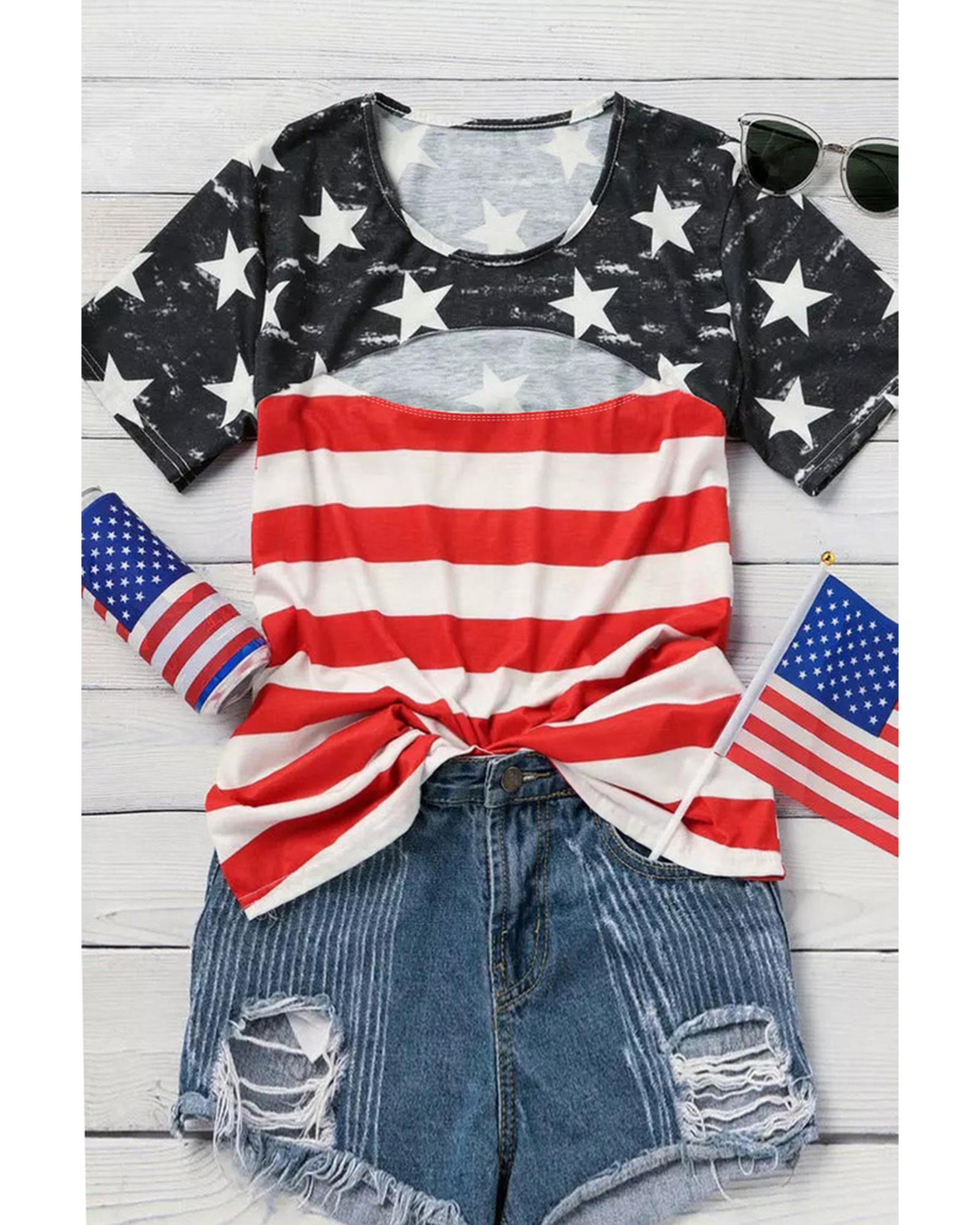 Azura Exchange American Flag Cutout T-Shirt - S