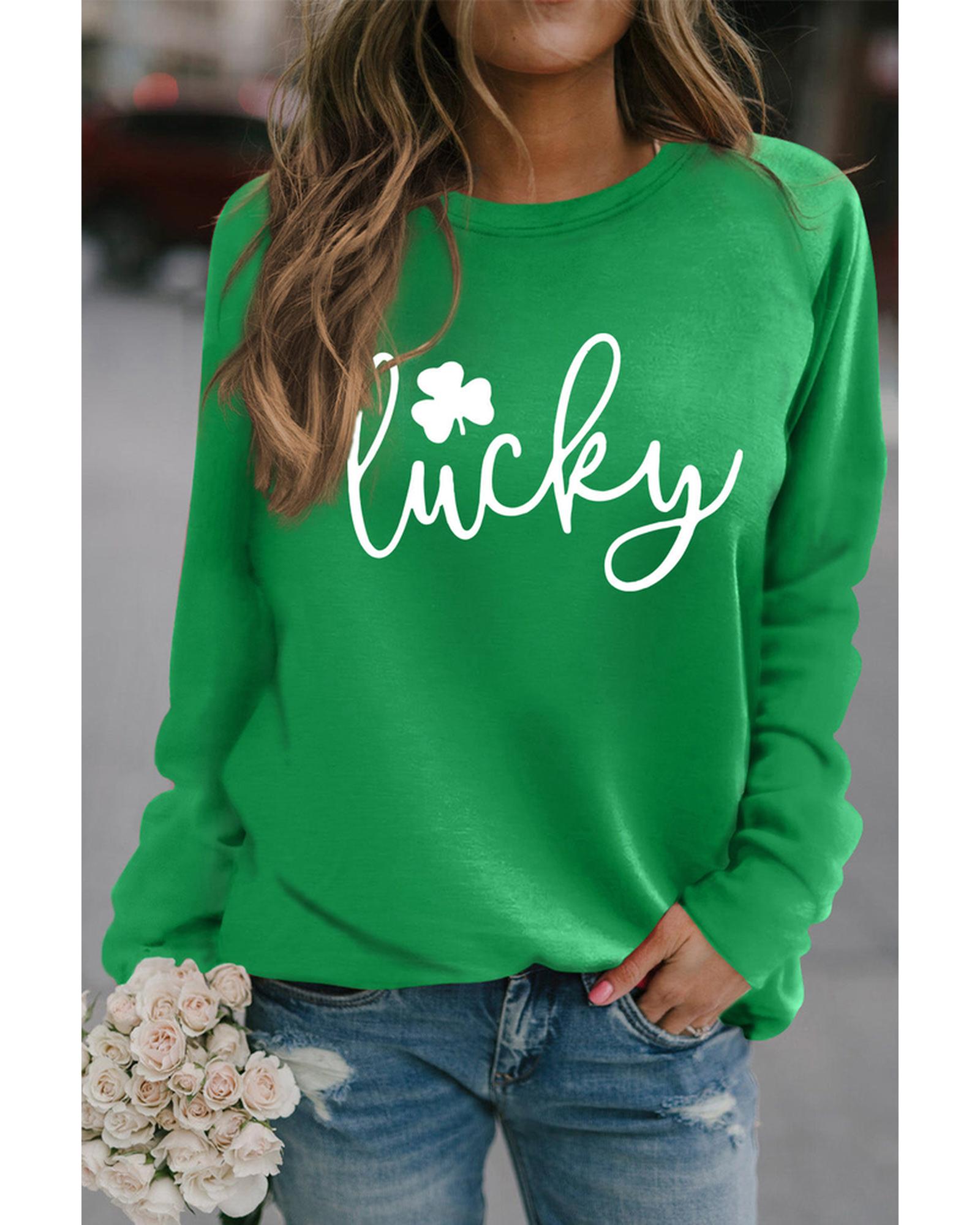 Azura Exchange Lucky Clover Print Graphic Sweatshirt - M