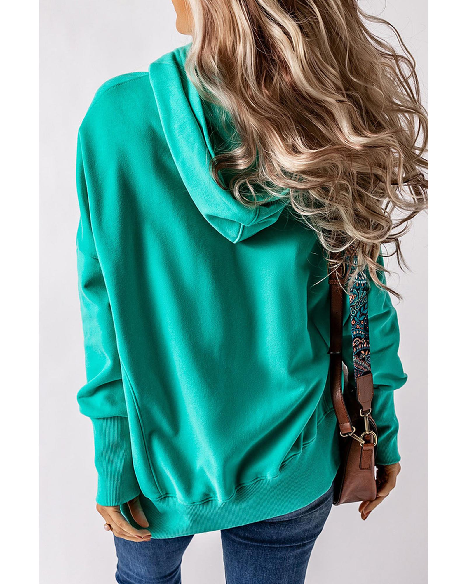 Azura Exchange Batwing Sleeve Pocketed Henley Hoodie - L