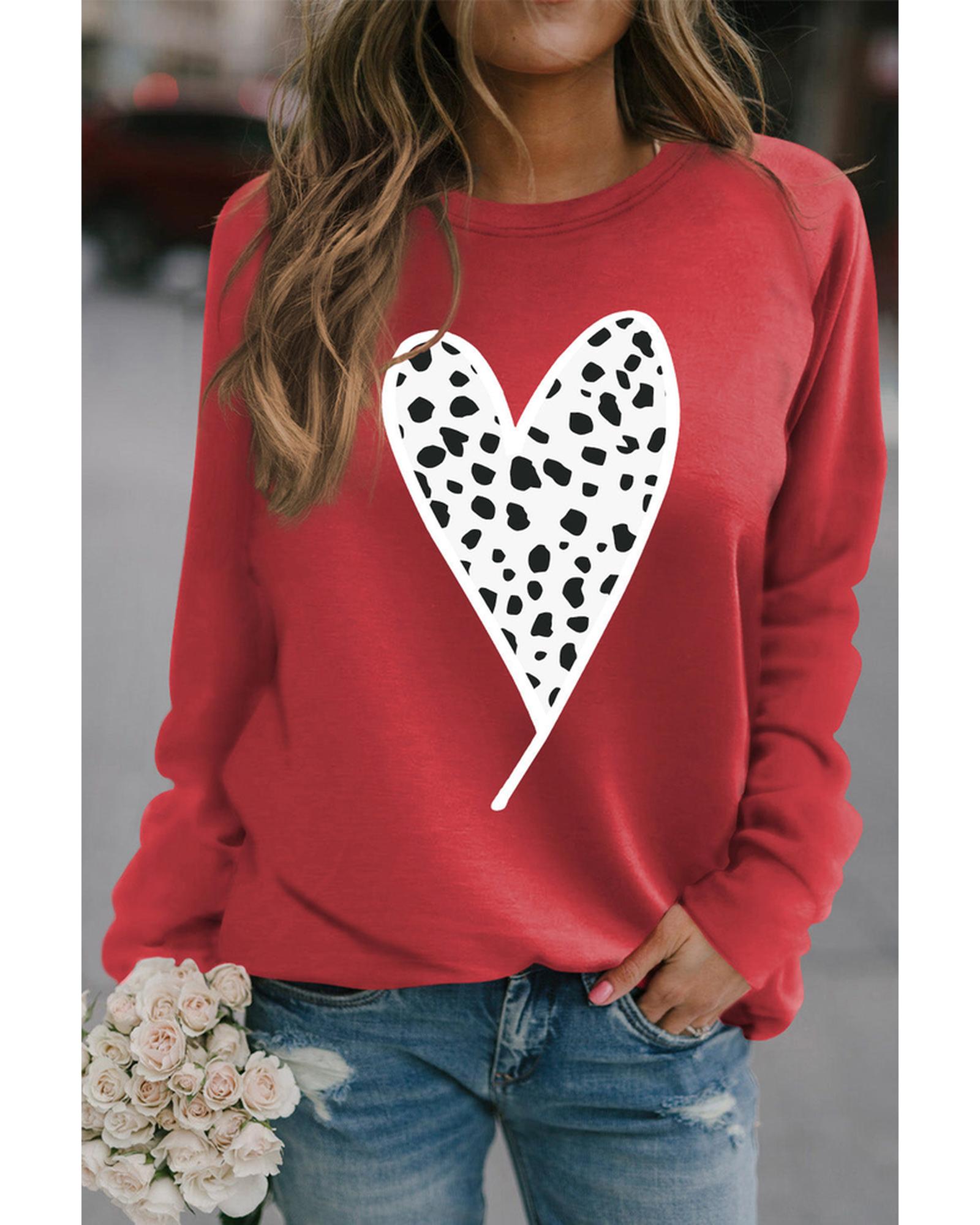 Azura Exchange Heart Graphic Pullover Sweatshirt - M