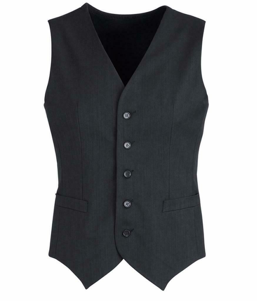 Mens Peaked Vest Waistcoat w/ Knitted Back Suit Formal Wedding Dress Up - Charcoal - 102