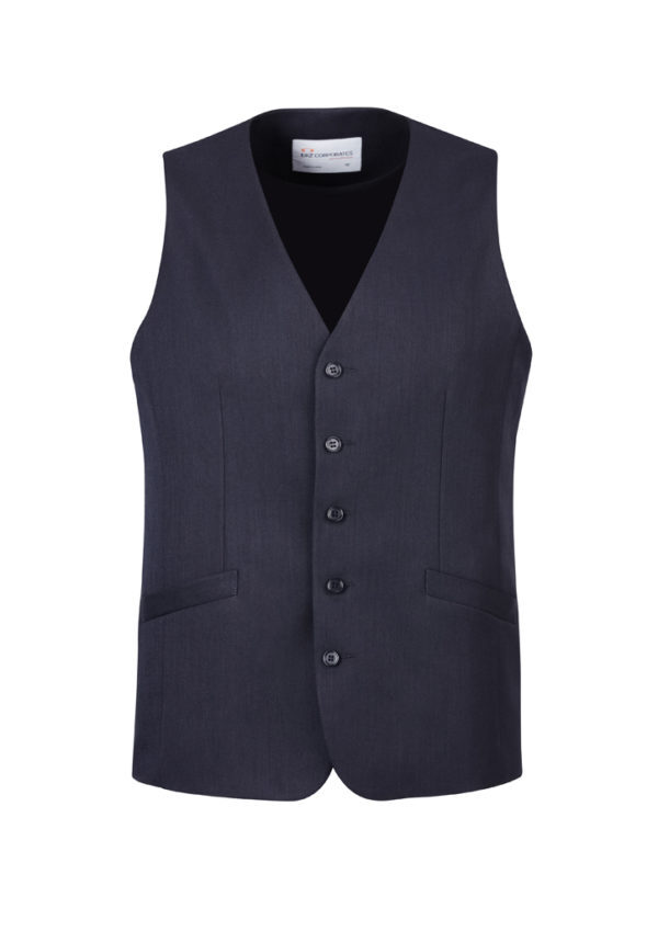 Mens Bamboo Blend Longline Vest Waistcoat w/ Stretch Business Forrnal Dress - Navy - 122