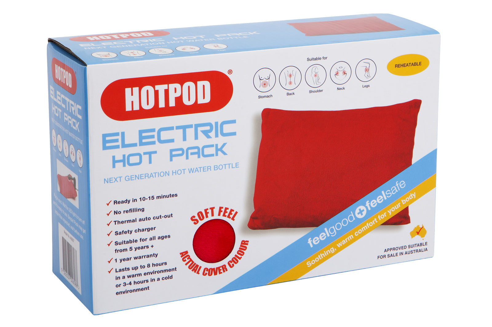 HOTPOD Electric Hot Pack Water Bottle Reheat-able Pillow Pad Sleep Aid - Safety Approved