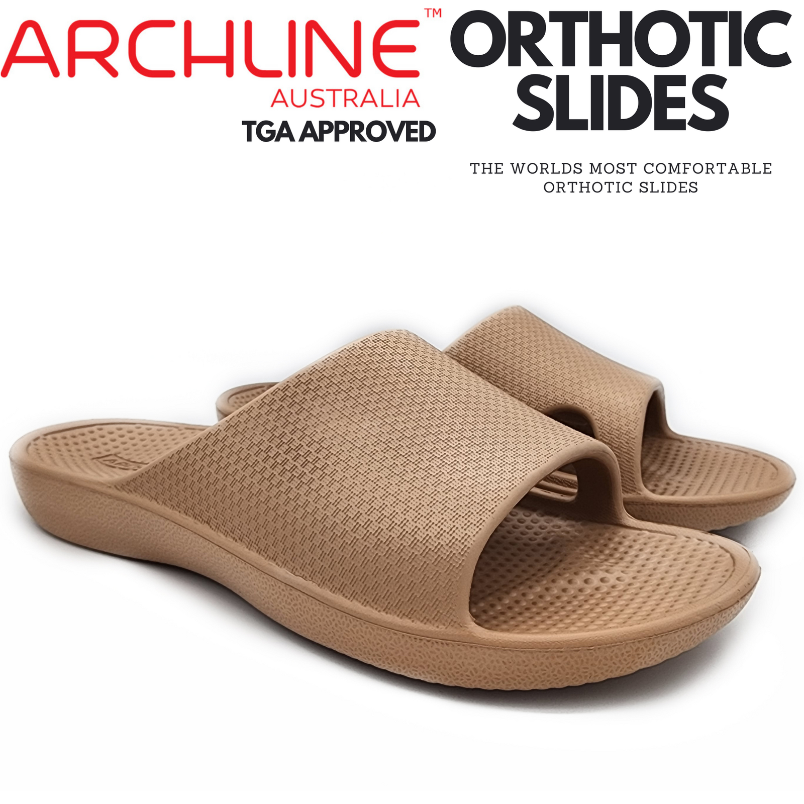 Archline Rebound Orthotic Slides Flip Flop Thongs Slip On Arch Support - Putty - Euro 42