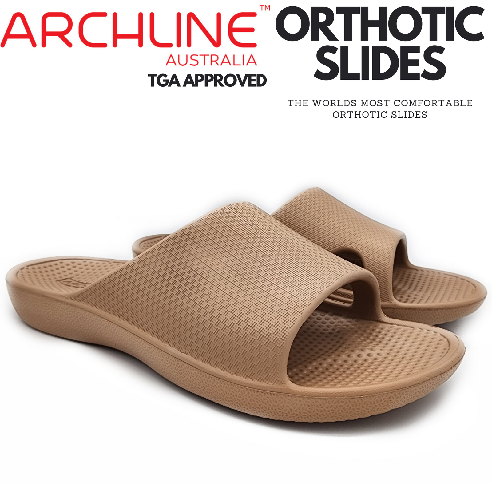 Archline Rebound Orthotic Slides Flip Flop Thongs Slip On Arch Support - Putty - Euro 43