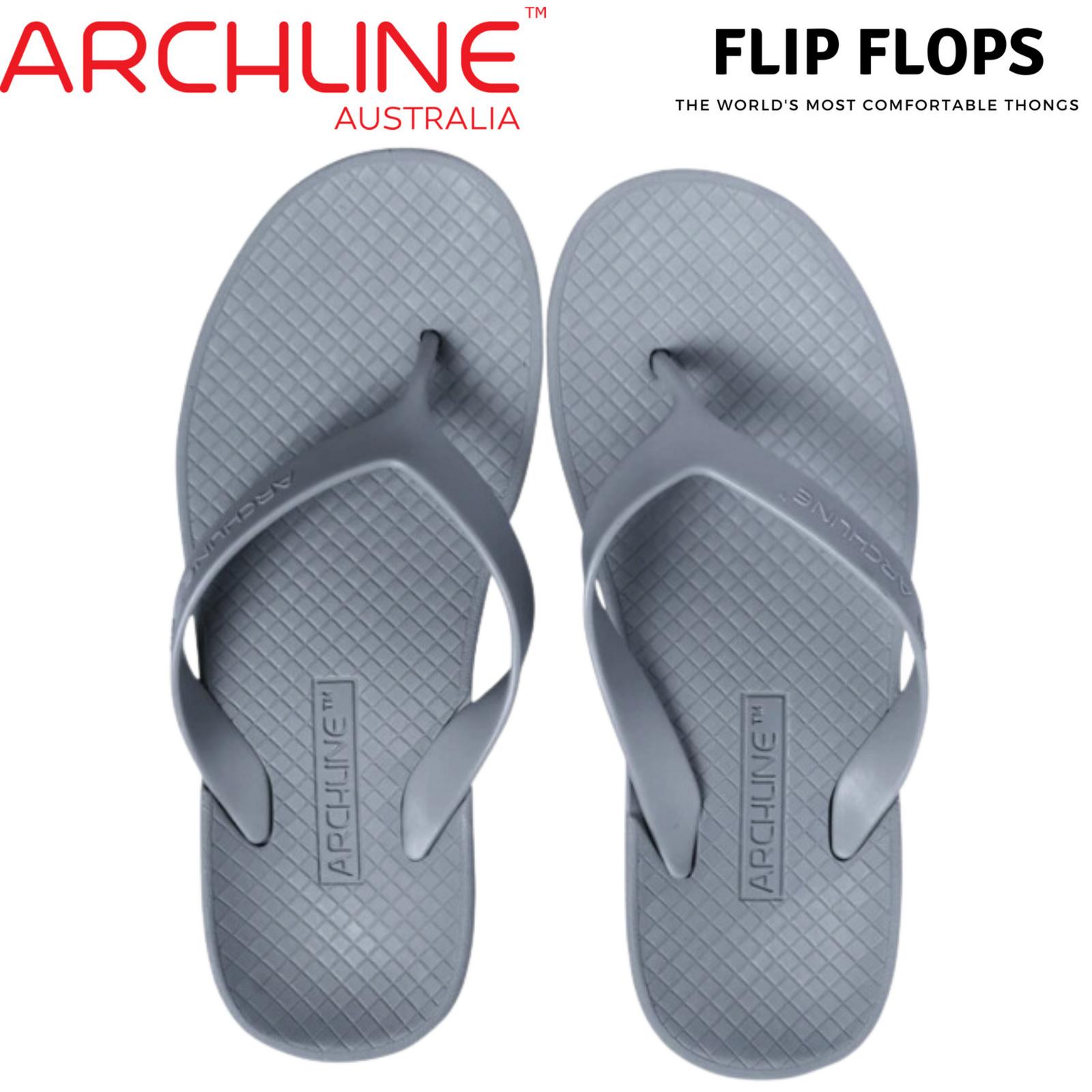 ARCHLINE Orthotic Flip Flops Thongs Arch Support Shoes Footwear - Grey - EUR 40