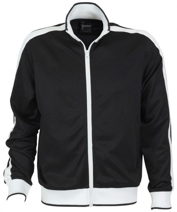 Identitee Mens Varsity Track Top Jacket Tracksuit Warm Winter Jumper Long Sleeve - Black/White - XXL