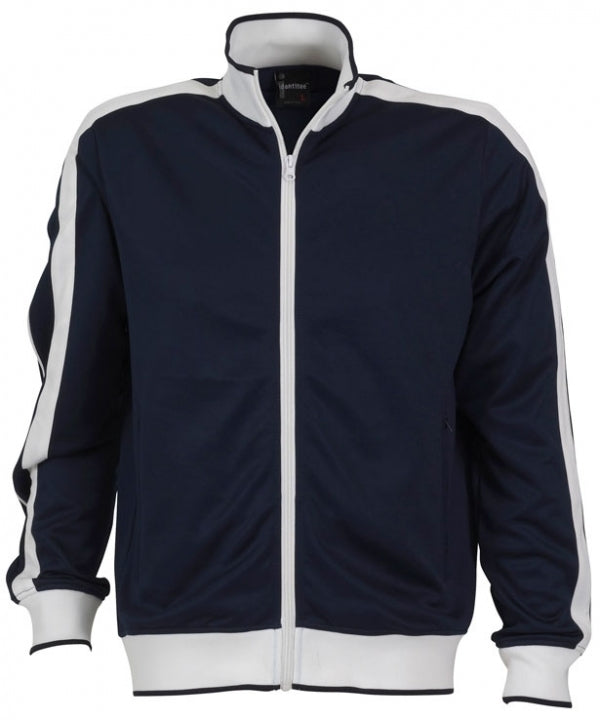 Identitee Mens Varsity Track Top Jacket Tracksuit Warm Winter Jumper Long Sleeve - Navy/White - XXL