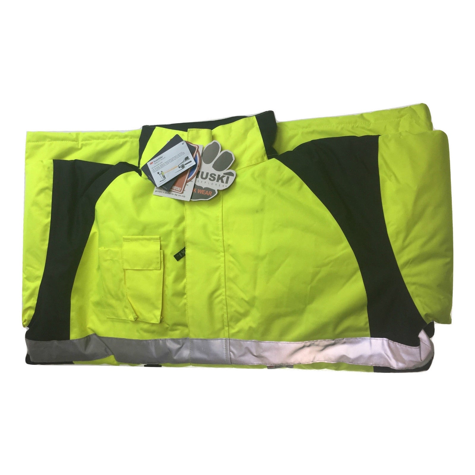 HUSKI Miner Hi Vis Waterproof Jacket Industrial Workwear Reflective 918015 - 3XL (117cm)