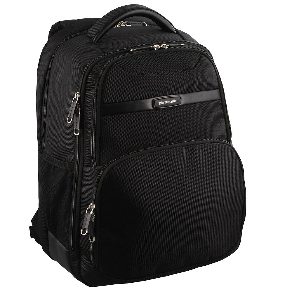 30L Pierre Cardin Large Backpack Bag w Laptop Sleeve Travel Luggage RFID - Black