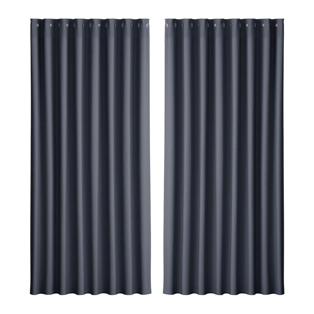 Artiss 2X Blockout Curtains Eyelet 300x230cm Charcoal