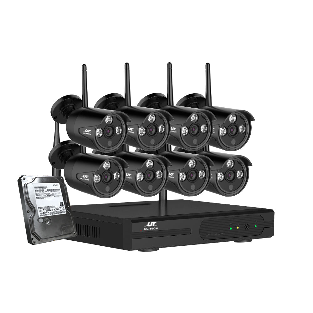 UL-tech Wireless CCTV Security System 8CH NVR 3MP 8 Bullet Cameras 4TB