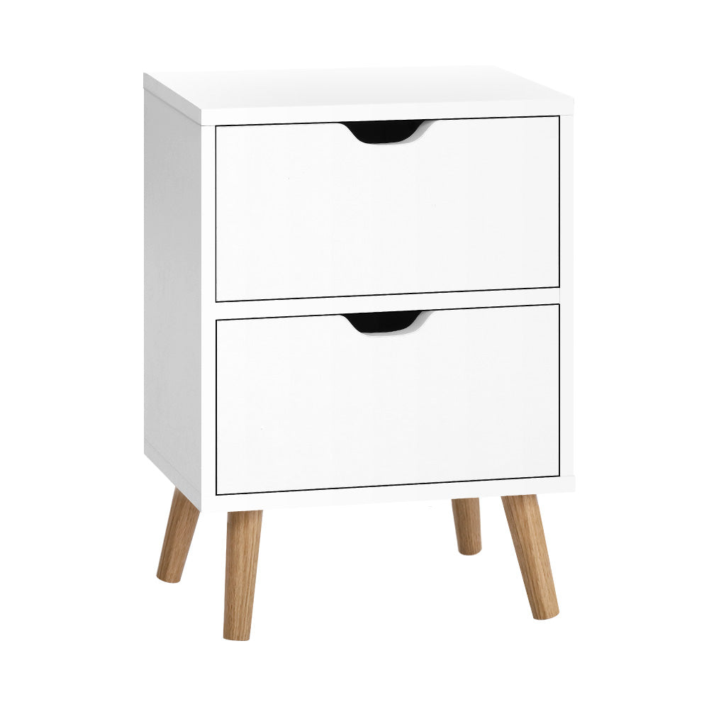 Artiss Bedside Table 2 Drawers - BODEN White