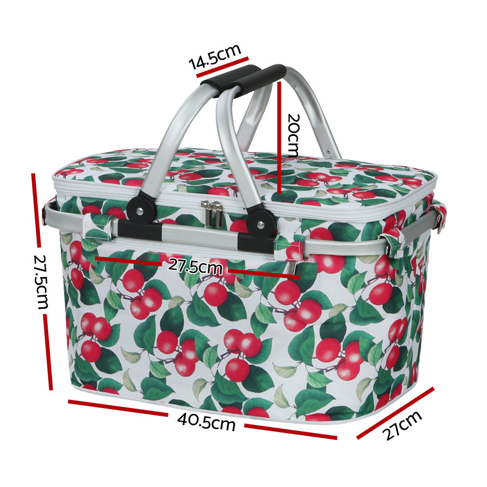 Alfresco Picnic Basket Folding Bag Hamper Insulated Food Cover Storage