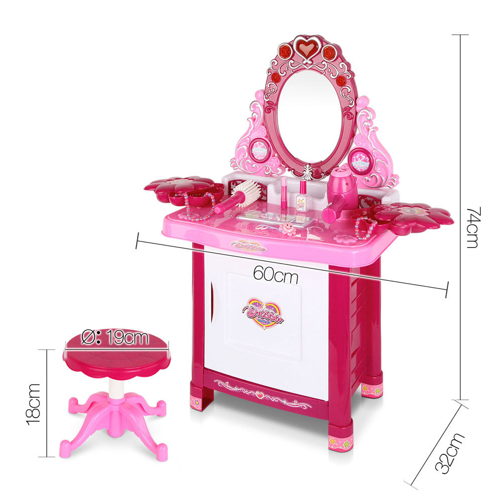 Keezi Kids Pretend Makeup Play Set Dressing Table Chair Girls Toys Children