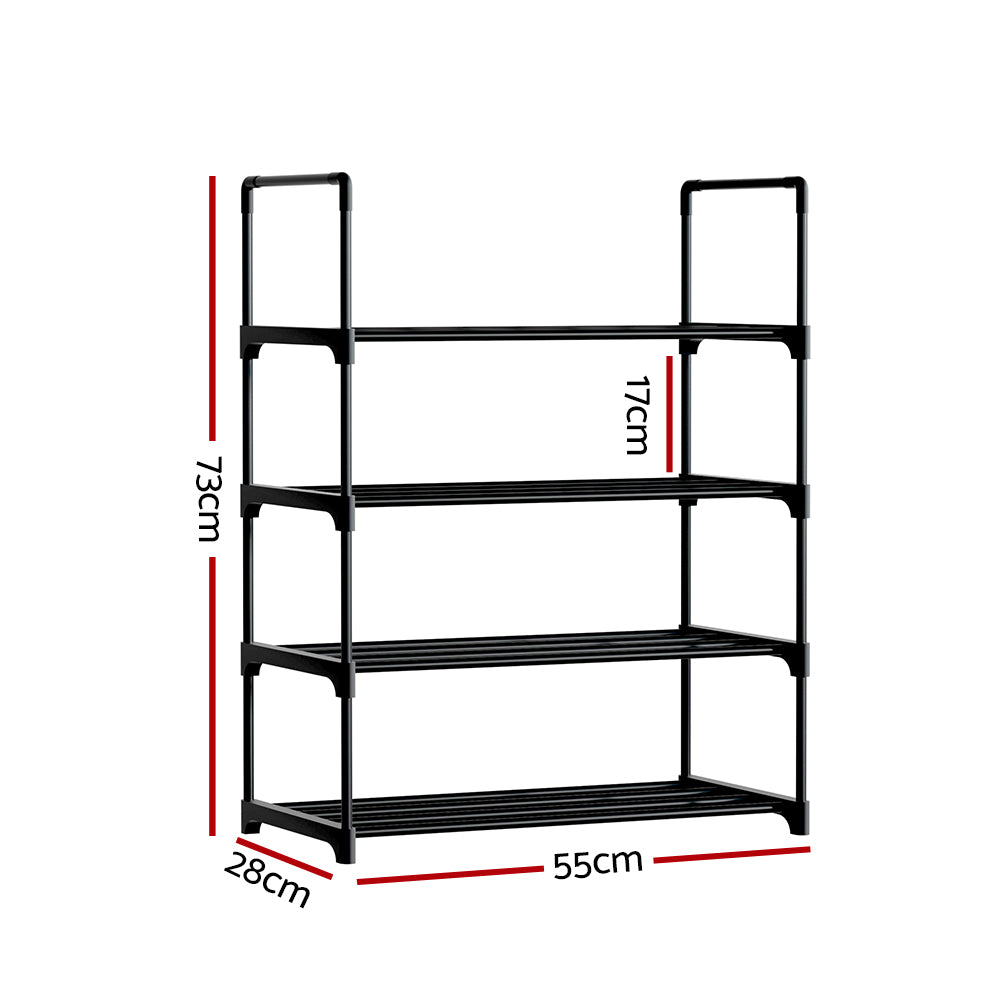 Artiss Shoe Rack 4-tier 12 Pairs Stackable Black