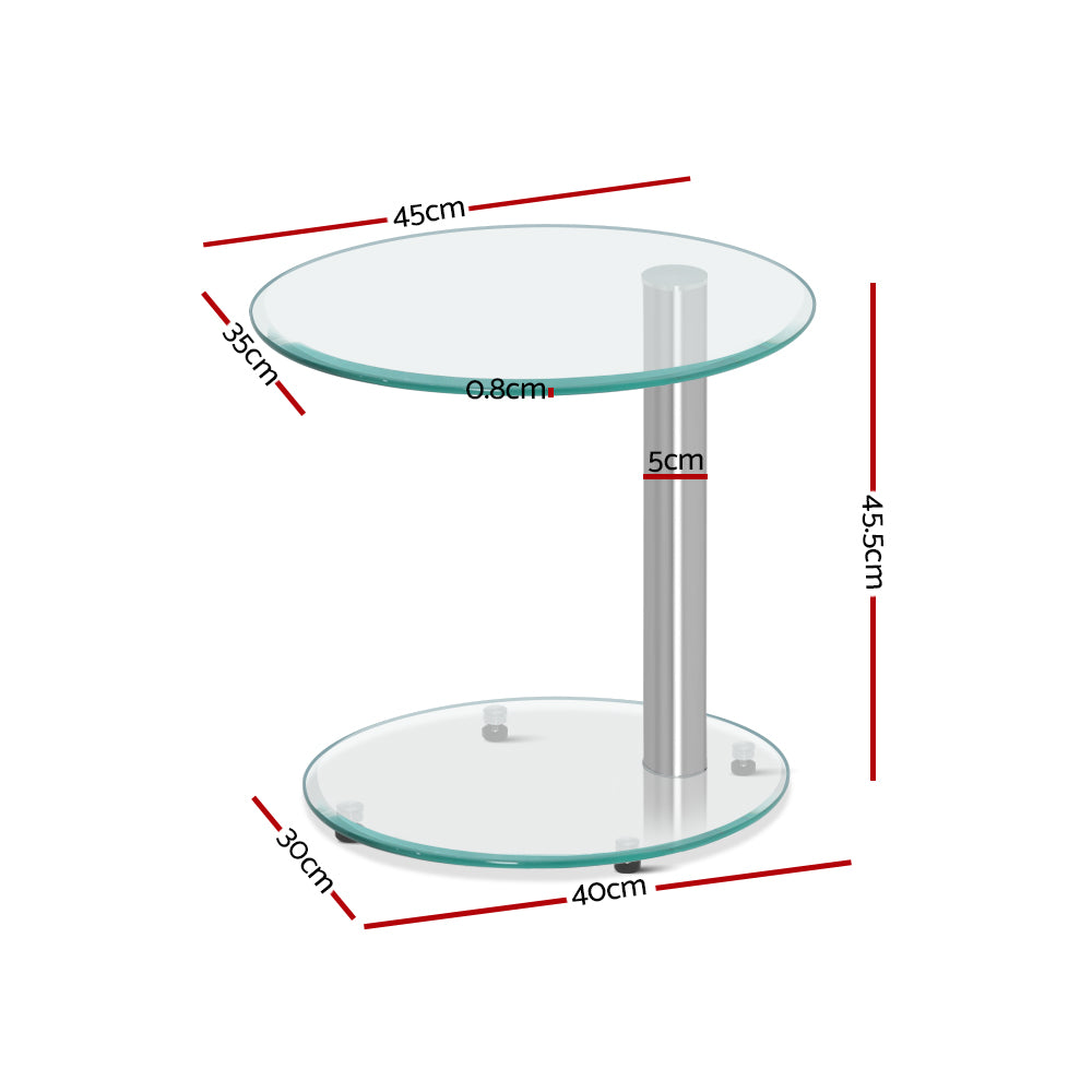 Artiss Coffee Table Round Tempered Glass Side End Beside Tables Cafe 45cm