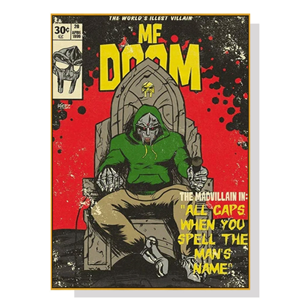 Wall Art 40cmx60cm MF DOOM Music Gold Frame Canvas