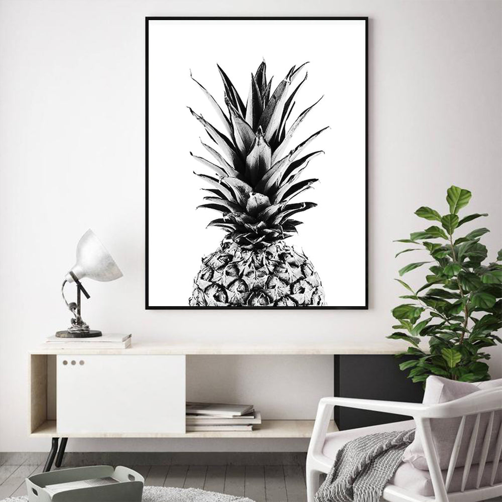 Wall Art 80cmx120cm Pineapple Black Frame Canvas