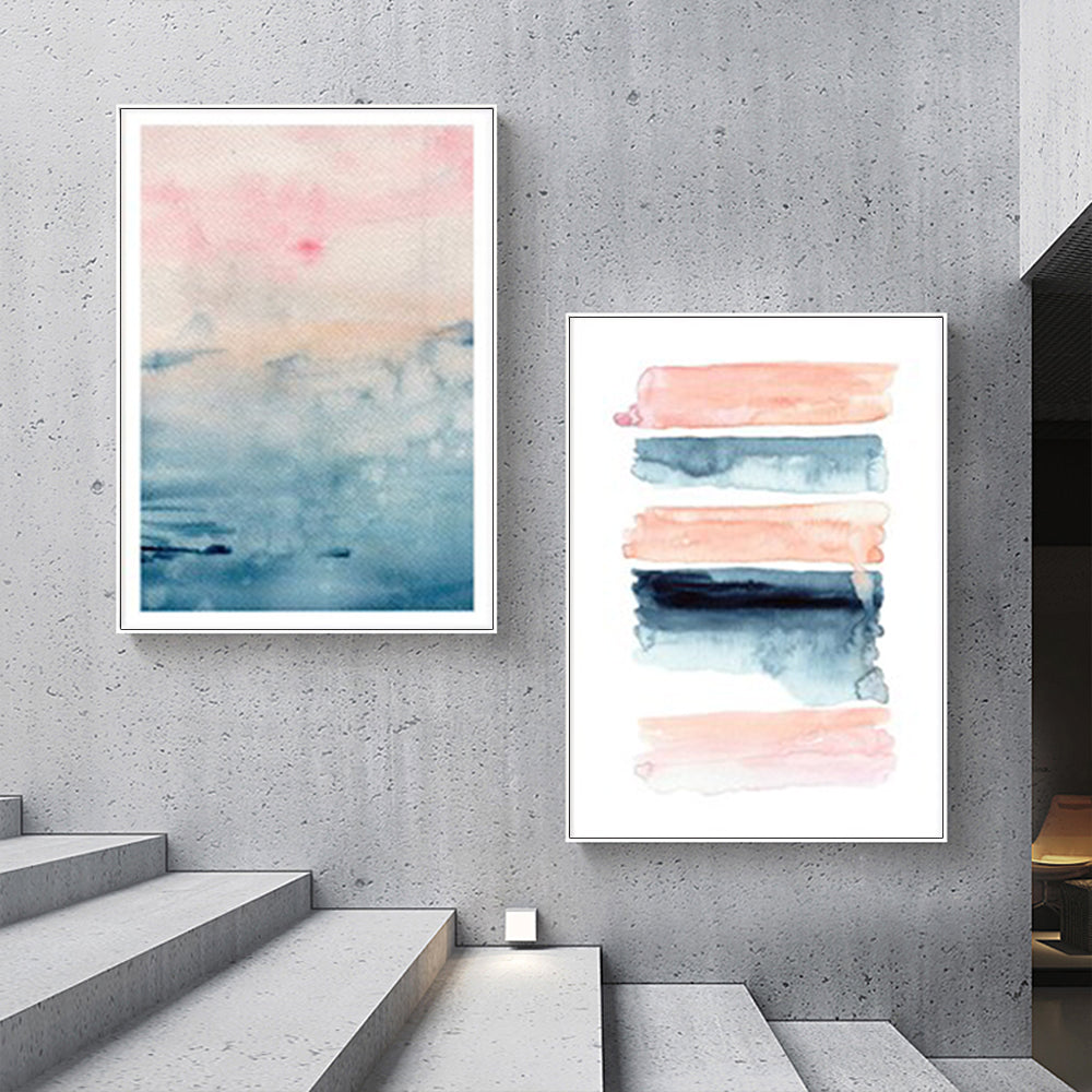 Wall Art 50cmx70cm Abstract Pink 2 Sets White Frame Canvas