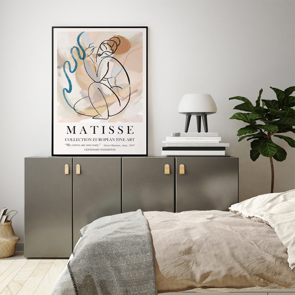 Wall Art 80cmx120cm Matisse Nude Line Black Frame Canvas