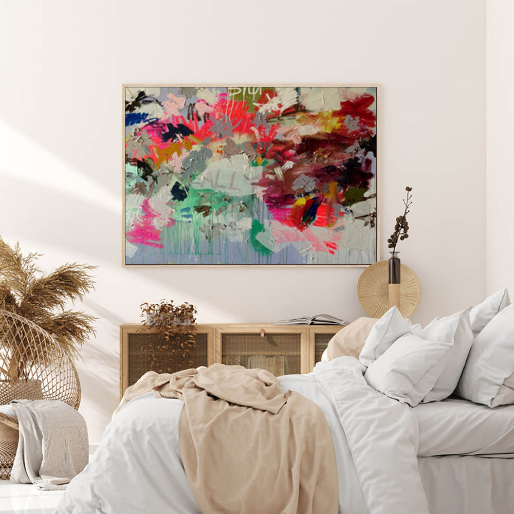 Wall Art 60cmx90cm Abstract Free Flow Wood Frame Canvas