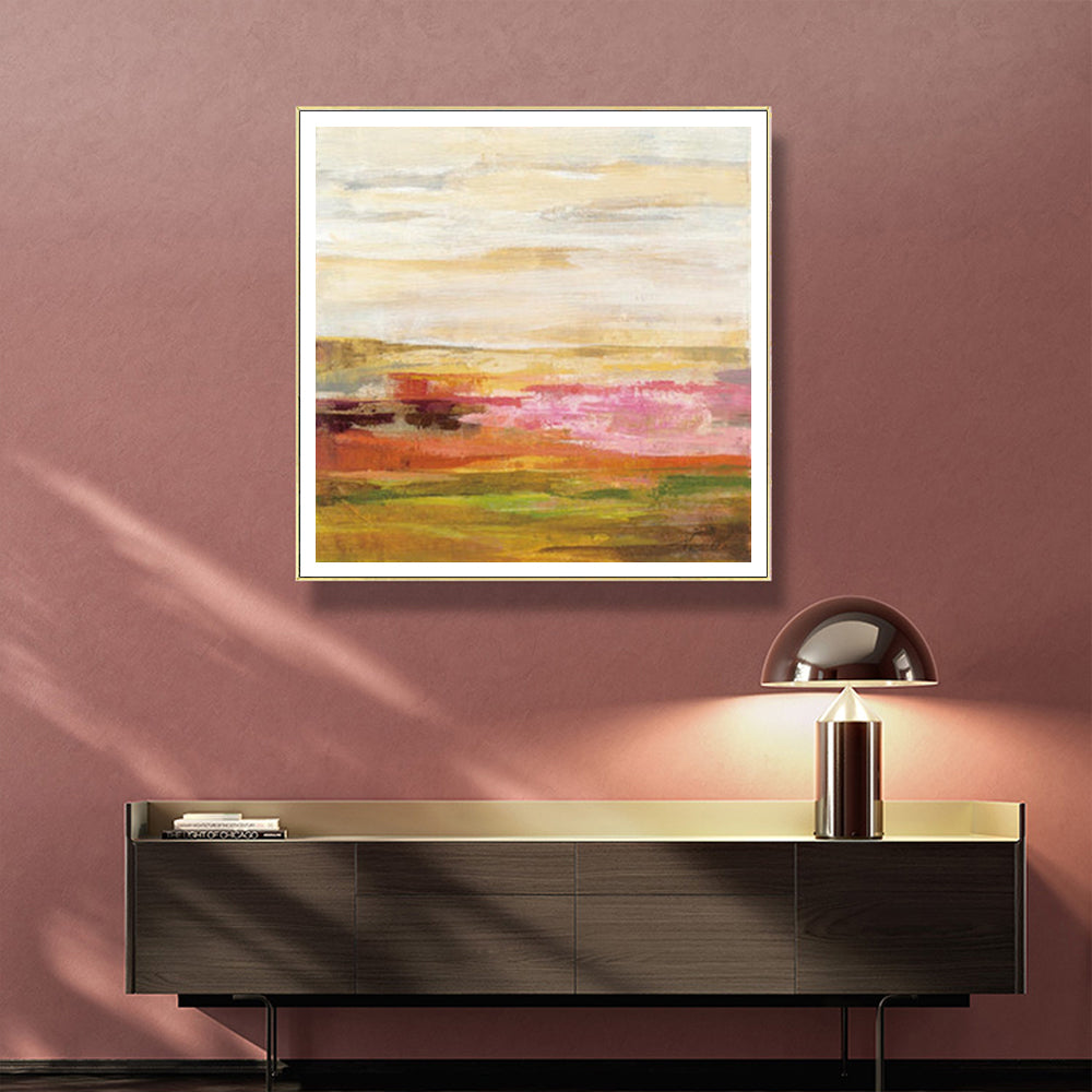 Wall Art 50cmx50cm Blooming Field Gold Frame Canvas