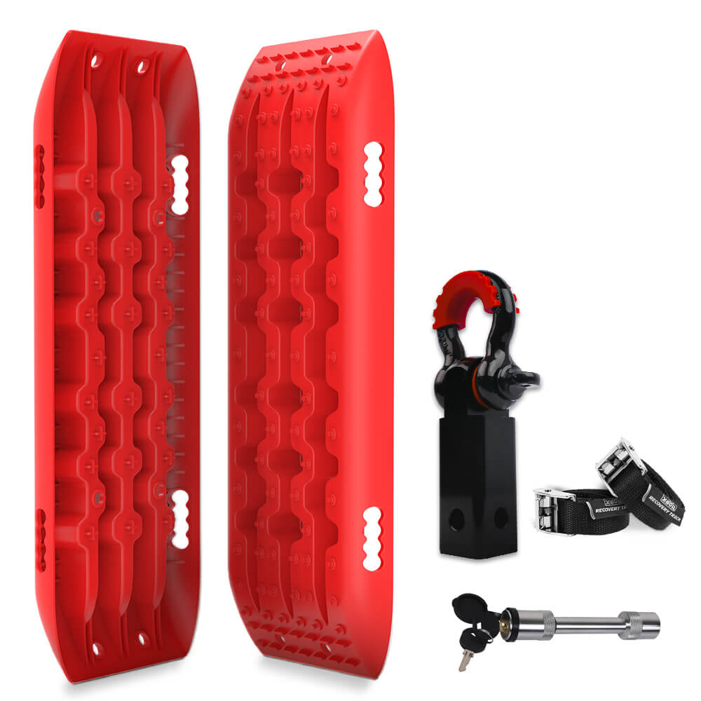 X-BULL Hitch Receiver 5T Recovery Receiver With 2PCS Recovery tracks Boards Gen2.0 Red