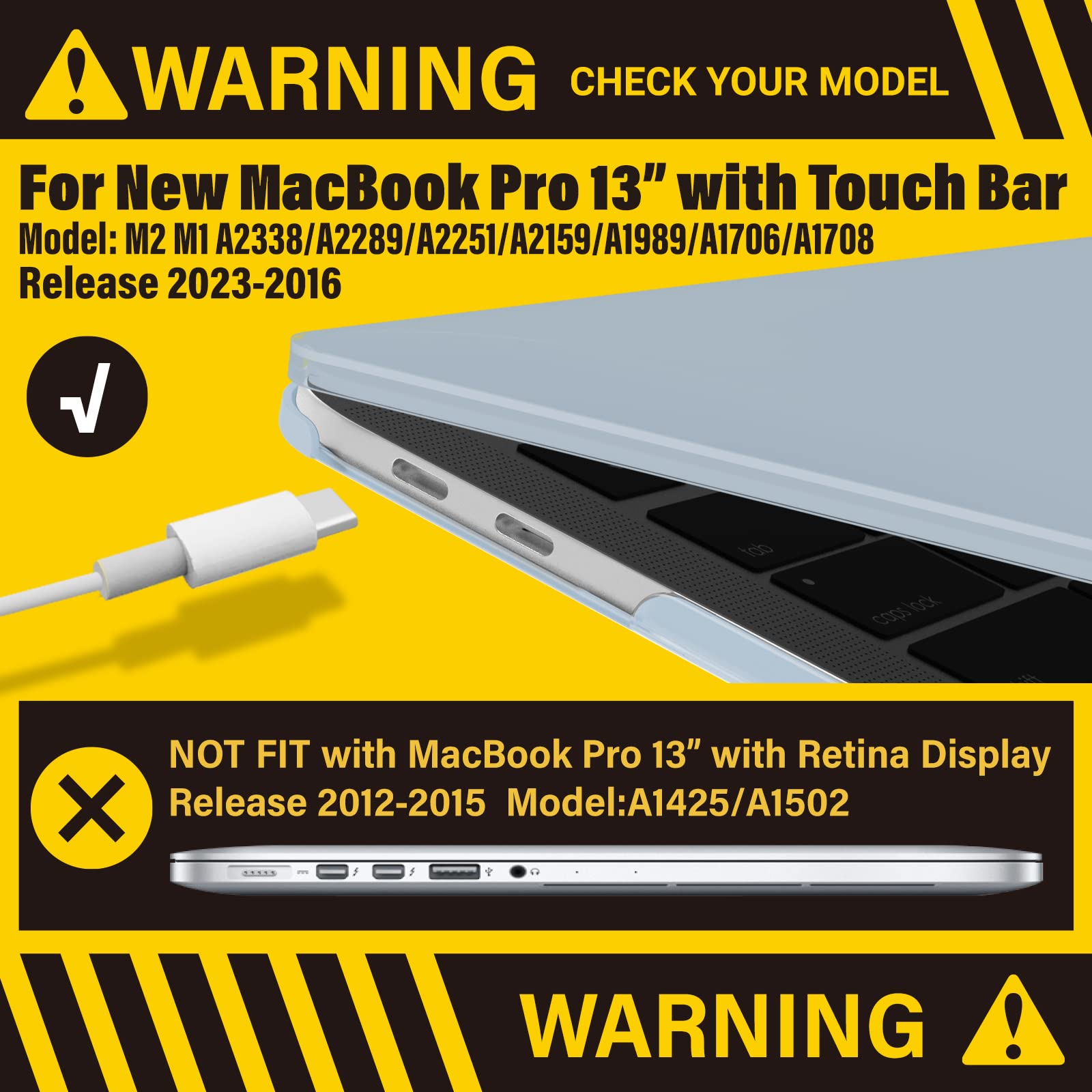 Suitable for  MacBook Pro 13 Inch Case 2016-2023 M1 M2 A2338 A2289 A2251 A2159 Hard Shell Case Keyboard Cover