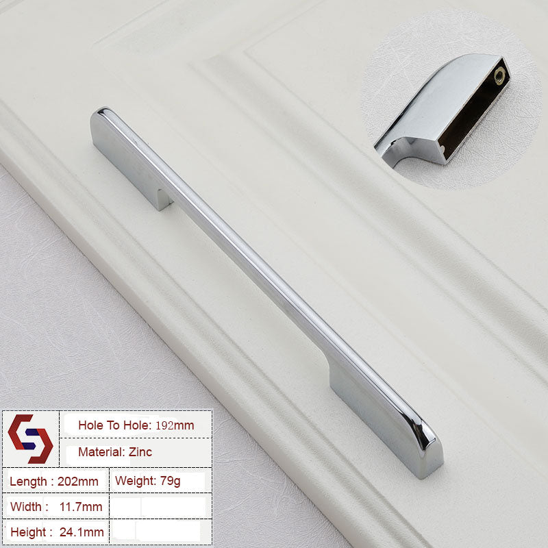 Zinc Kitchen Cabinet Handles Drawer Bar Handle Pull silver color hole to hole size 192mm