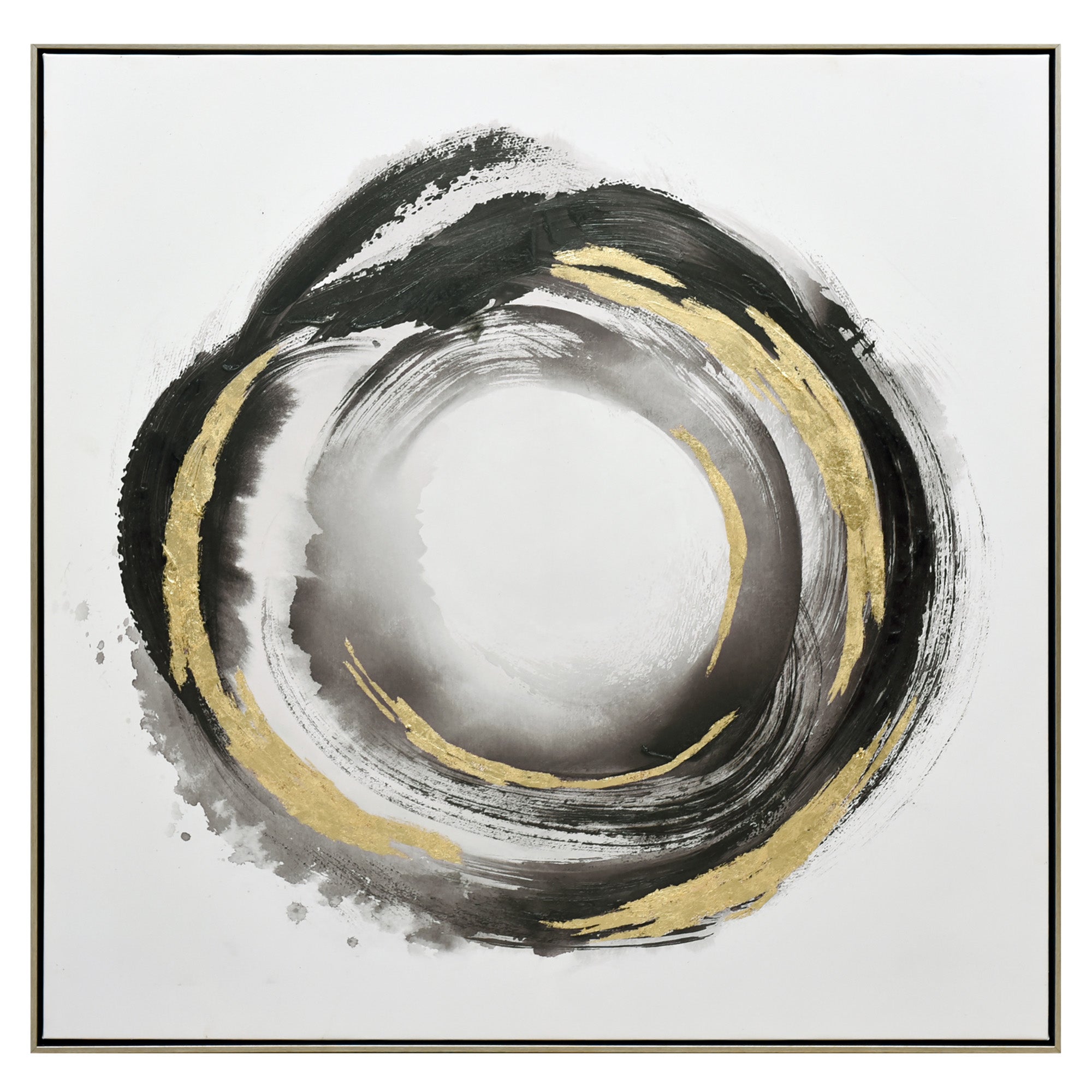 100X100cm Orbiting Elegance Champagne Framed Canvas Wall Art