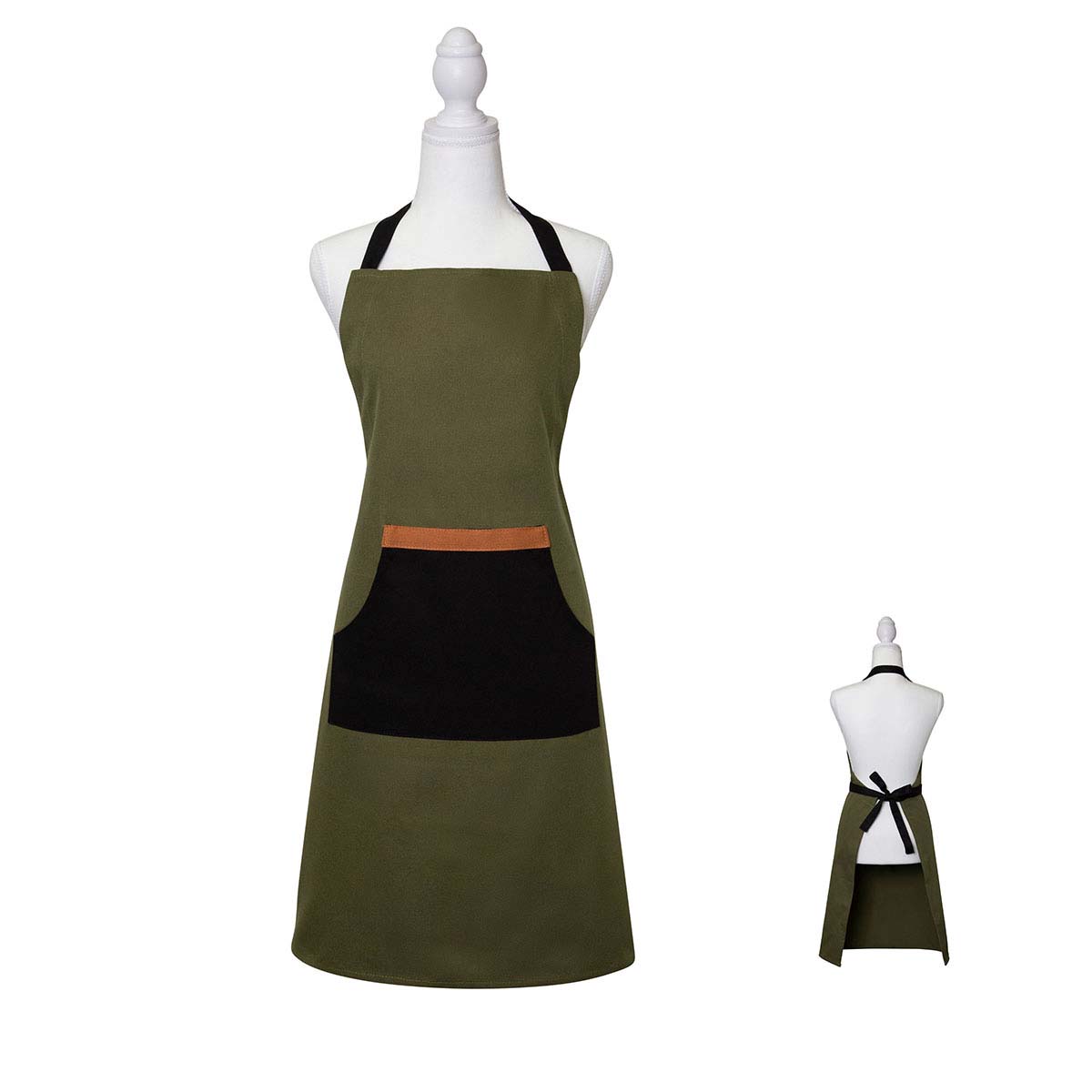 J Elliot Home Selby Cotton Apron 83 x 68 cm Olive & Black