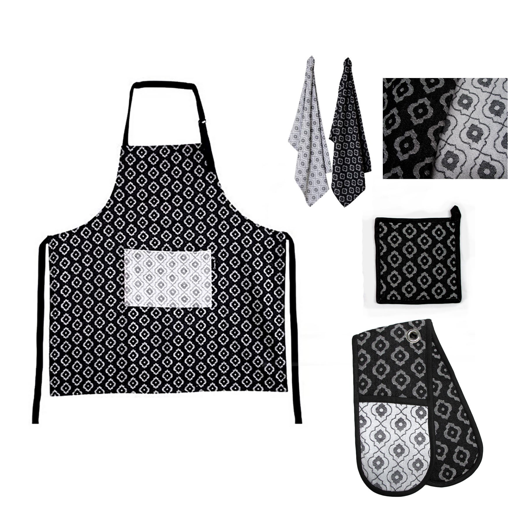 IDC Homewares 5 Pce Cotton Kitchen Set Alcazar Black