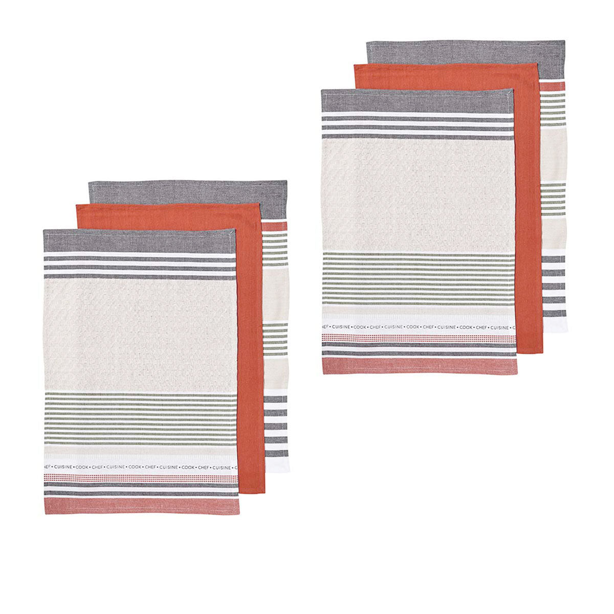 Ladelle Intrinsic Set of 6 Cotton Kitchen Towels Rust