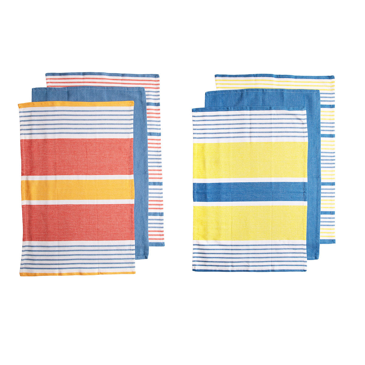 Ladelle Set of 6 Positano Stripe Cotton Kitchen Tea Towels 50 x 70 cm Mix